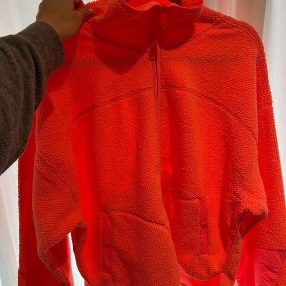 Free People Ziggy Up Fleece in Sundance Orange Zip Up Sweatshirt - Picture 8 of 12